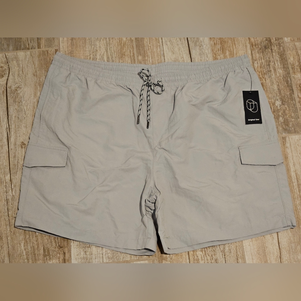 Original Use Mens Stretch Waistband Cargo Shorts Masonry Gray Nylon 6in Inseam